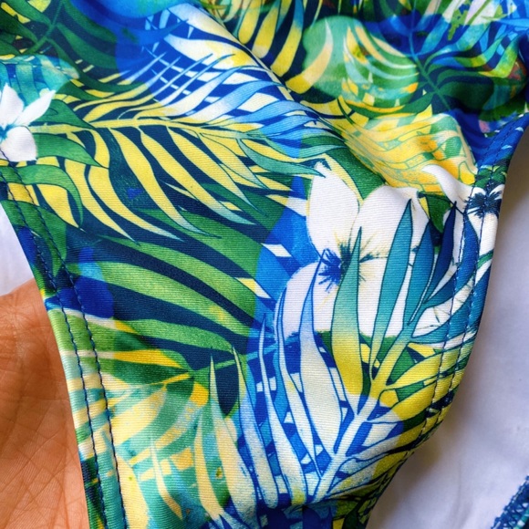 🏝 DOROTHY PERKINS BLUE GREEN PALM PRINT ONE-PIECE BATHING SUIT! - Picture 3 of 11